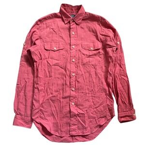 Vintage 90s Polo Ralph Lauren Linen Cotton Button Up Small Safari Workshirt Red
